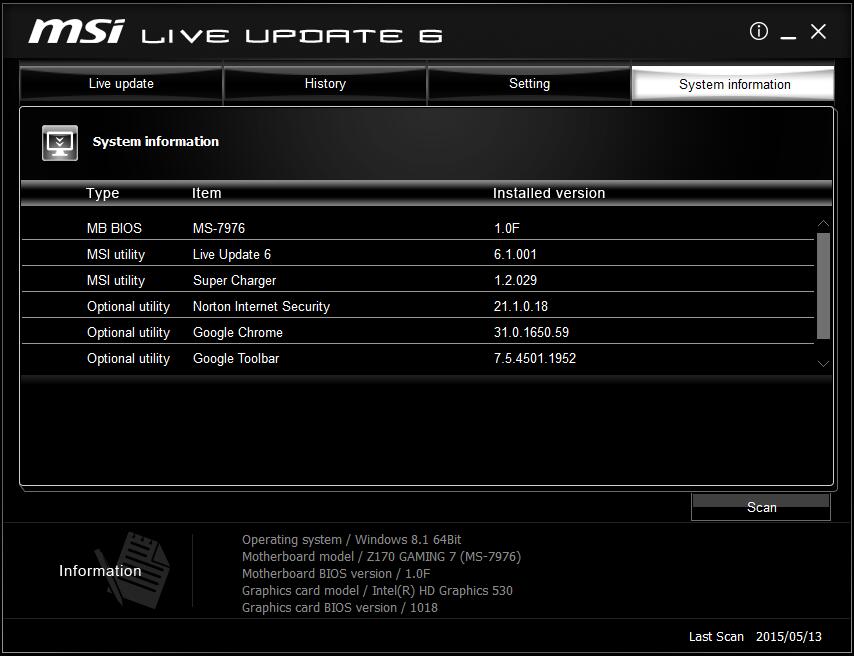 MSI微星Live Update 6在线更新工具官方下载